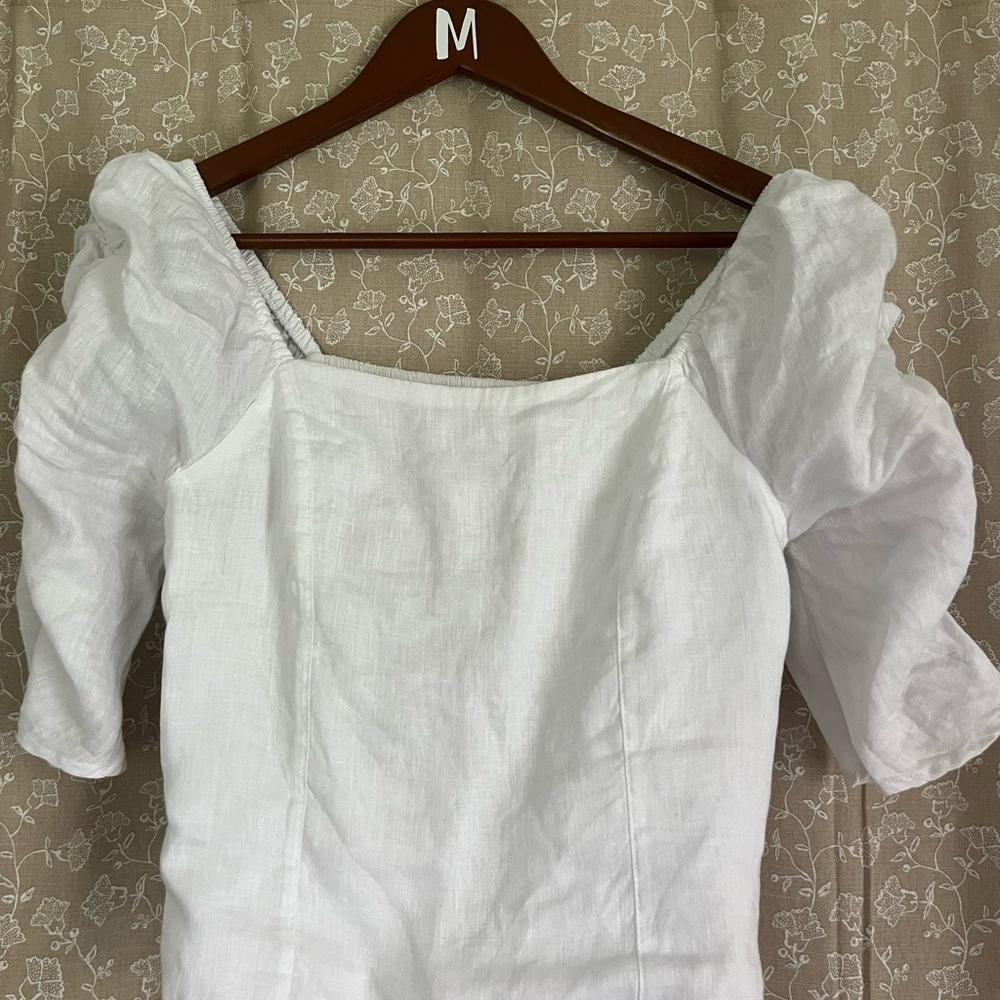 Rachel Zoe White Puff Sleeve Smocked Blouse